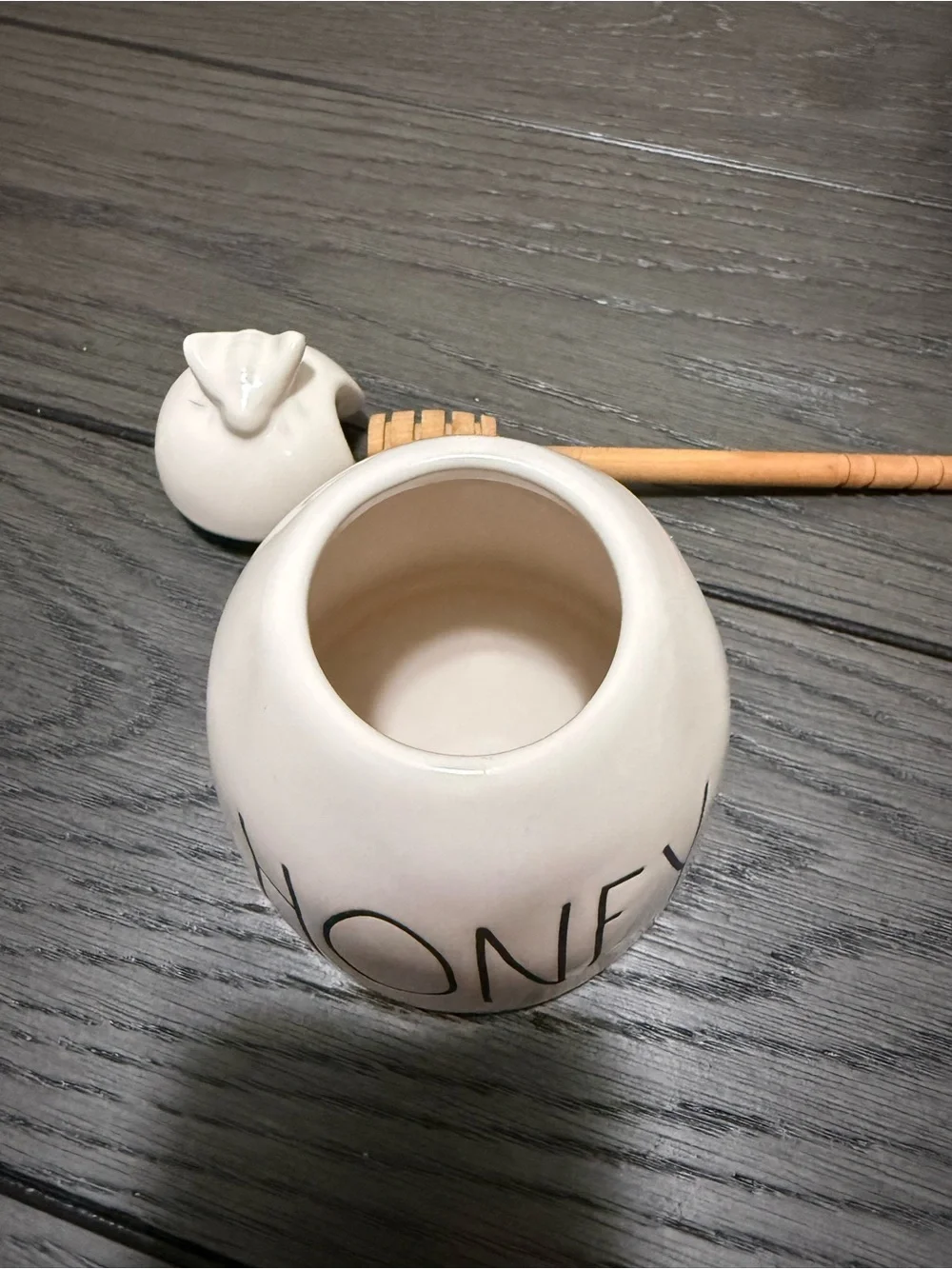 Rae Dunn White Ceramic HONEY Jar with Honey Dipper
